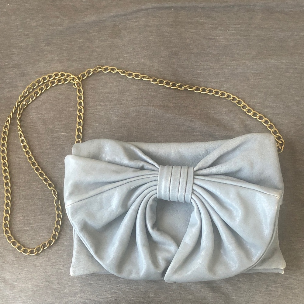 RED Valentino Light Blue Clutch with Gold Chain